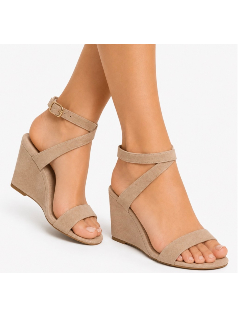 Stuart Weitzman Wedge Sandals Size 8.5 Beige